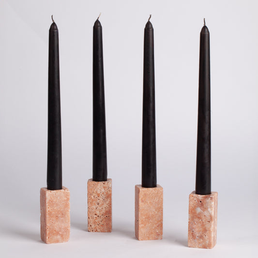 Pink Travertine Candlestick Holder Set of Four / Candlestick Holder / 3" (7.5 CM)