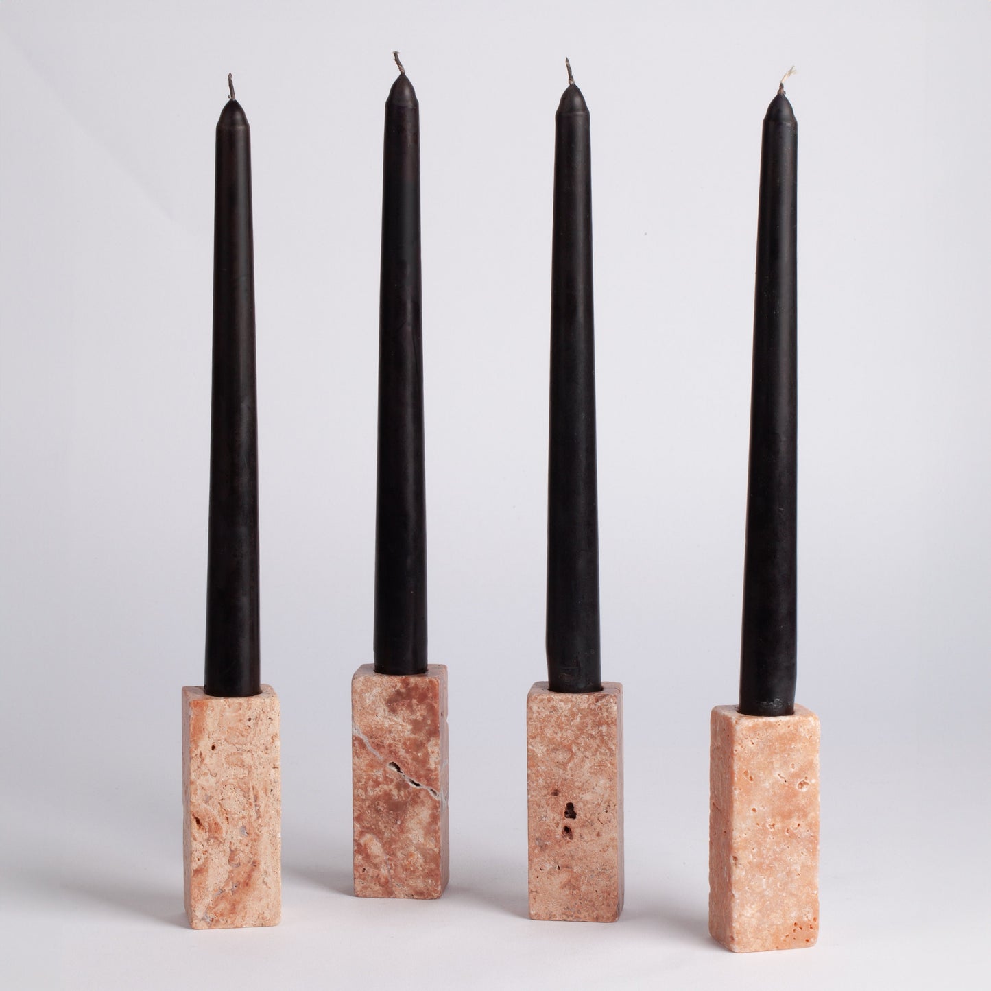 Pink Travertine Candlestick Holder Set of Four / Candlestick Holder / 3.5" (9 CM)