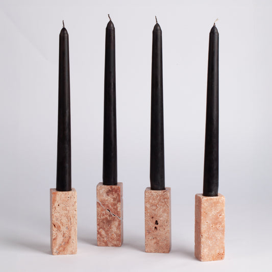 Pink Travertine Candlestick Holder Set of Four / Candlestick Holder / 3.5" (9 CM)