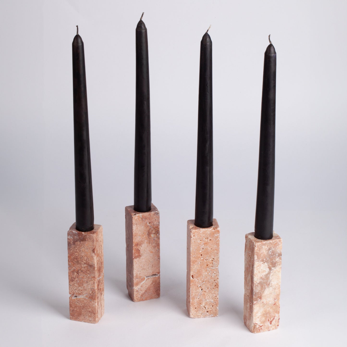 Pink Travertine Candlestick Holder Set of Four / Candlestick Holder / 4.7" (12 CM)