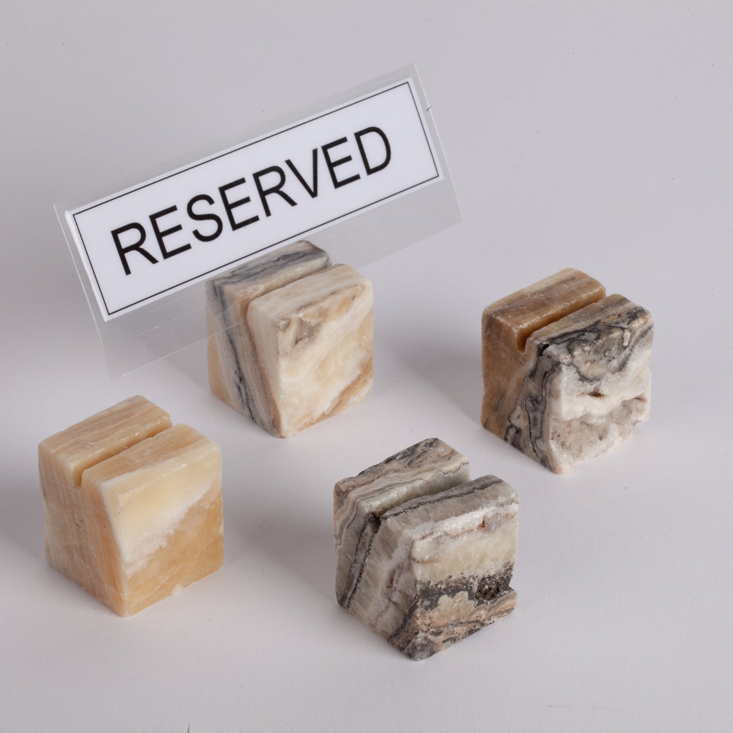 8pcs Travertine Business Card Holder, Reserved Sign Holder, Card Stand, Display Stand, Menu Holder, Photo Holder, Photo Stand, Sign Holder