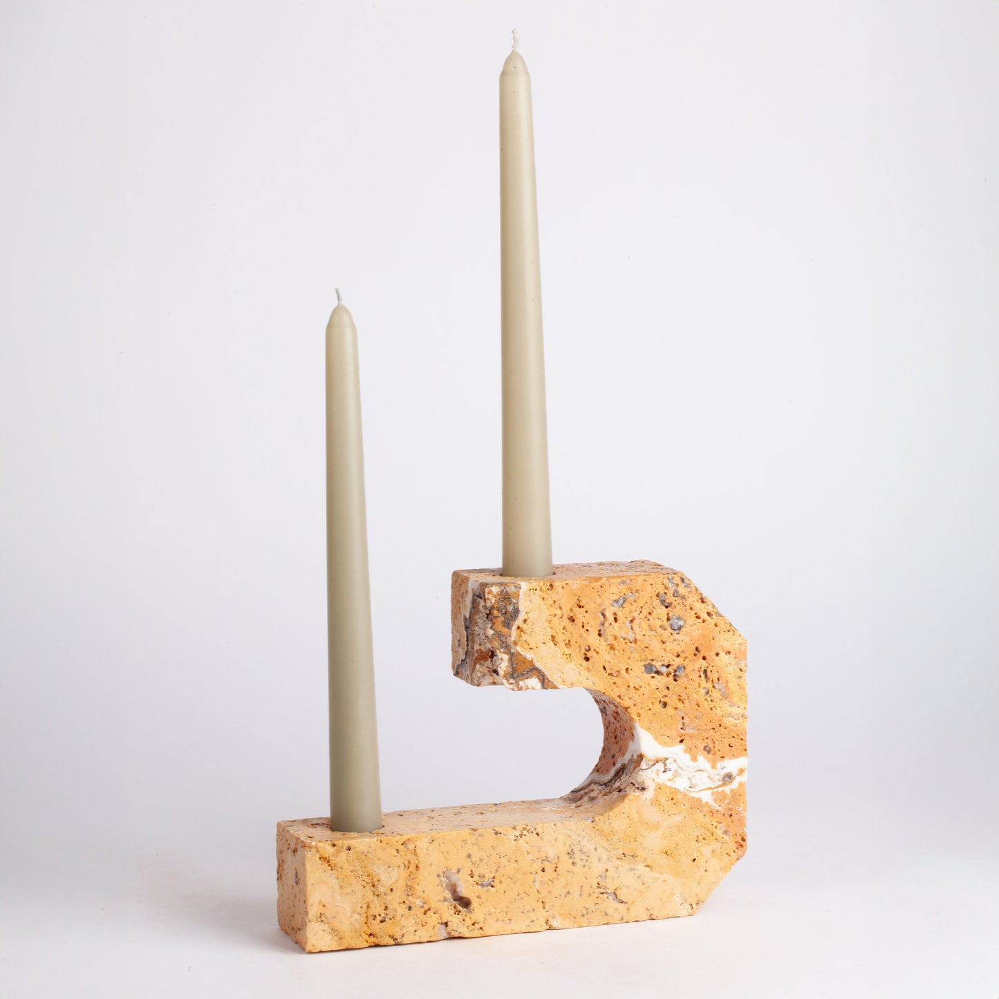 Travertine Candlestick Holder Soria Set Orange / Unique Candlestick holder / 5 pcs