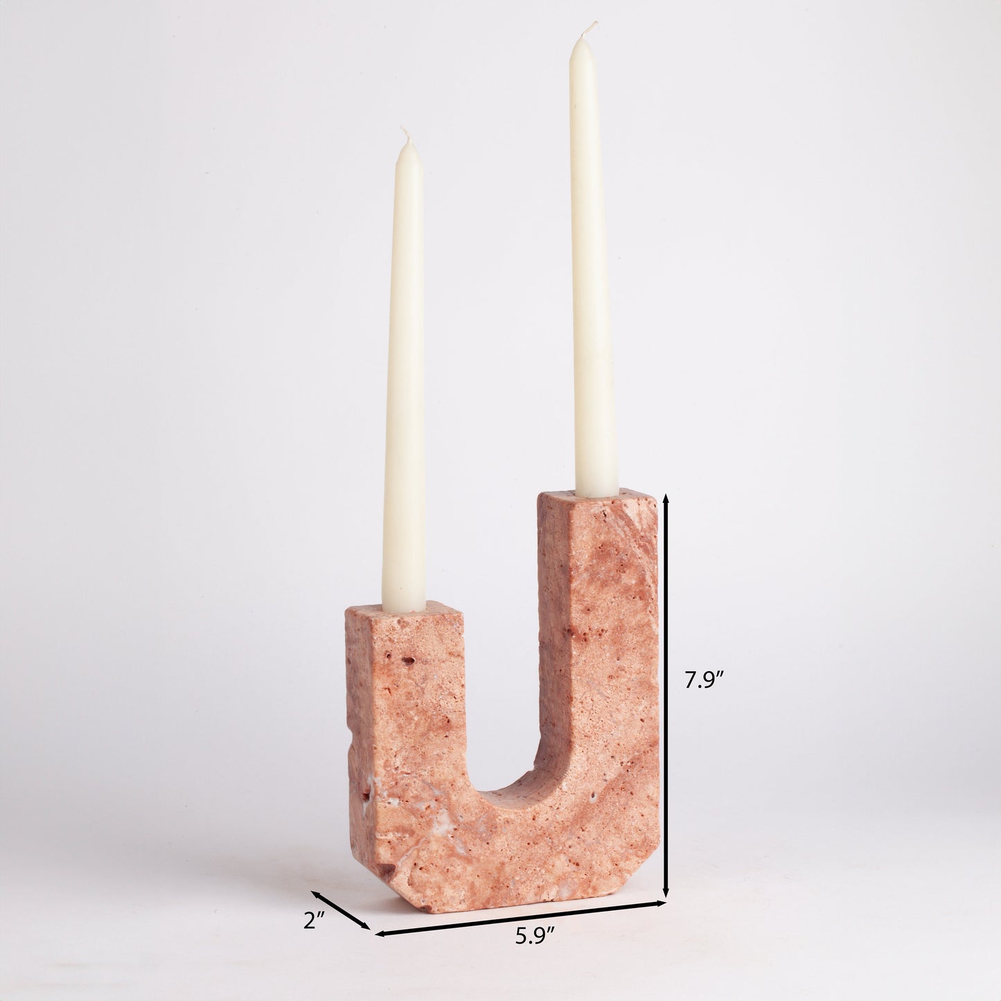 Pink Travertine Candlestick Holder Monte Set / Unique Candlestick holder / 5 pcs