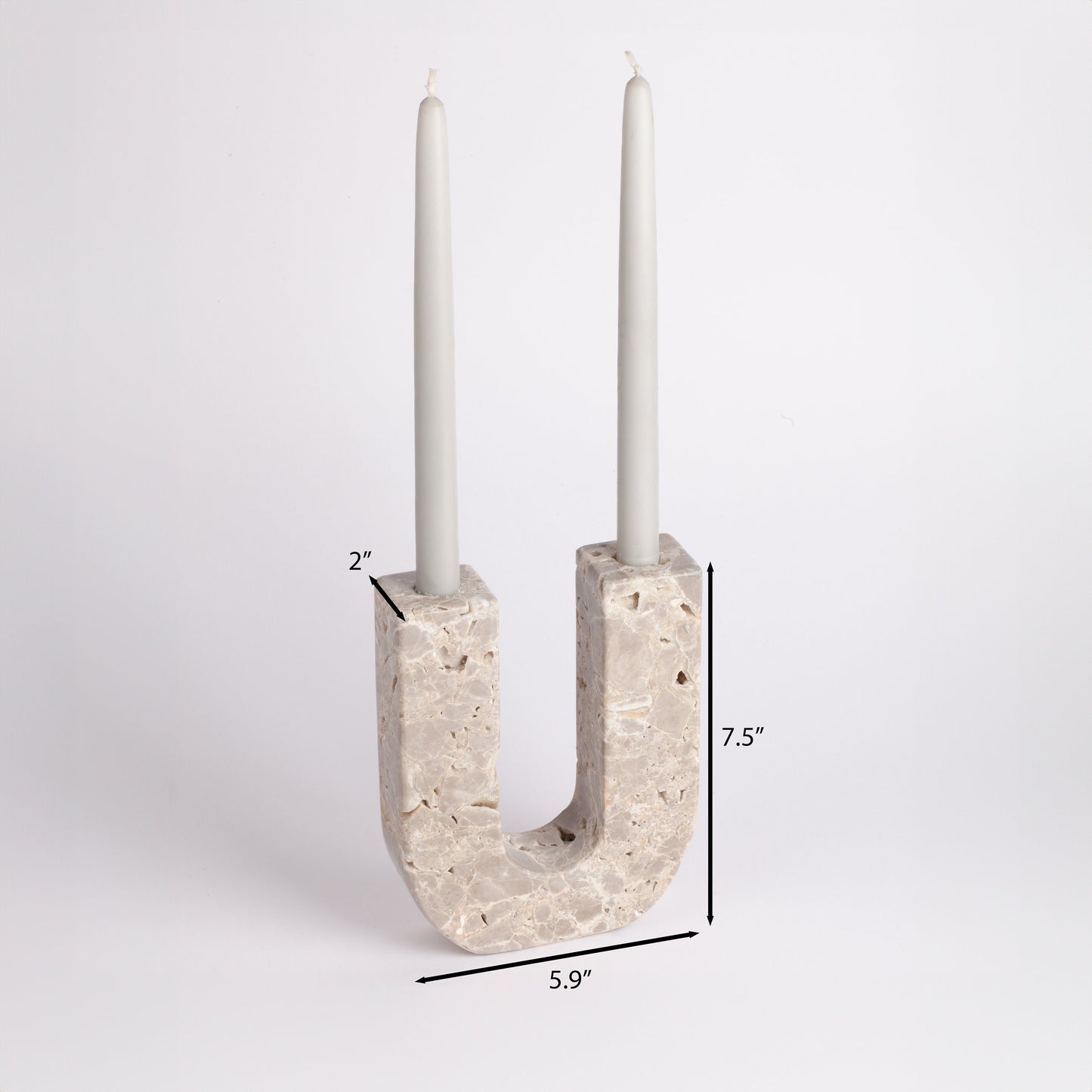 Travertine Candlestick Holder Unico / Desert Gray Polished