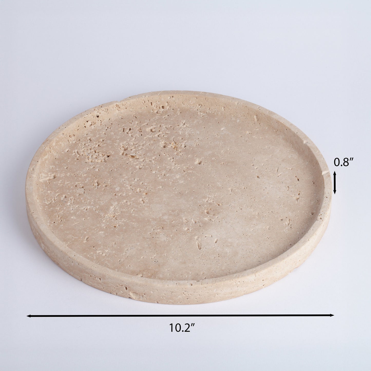 10.2" (26 cm) Beige Travertine Round Tray, Marble Plate, Stone Tray, Marble Cutting Board, Stone Cutting Board, Natural Stone Plate