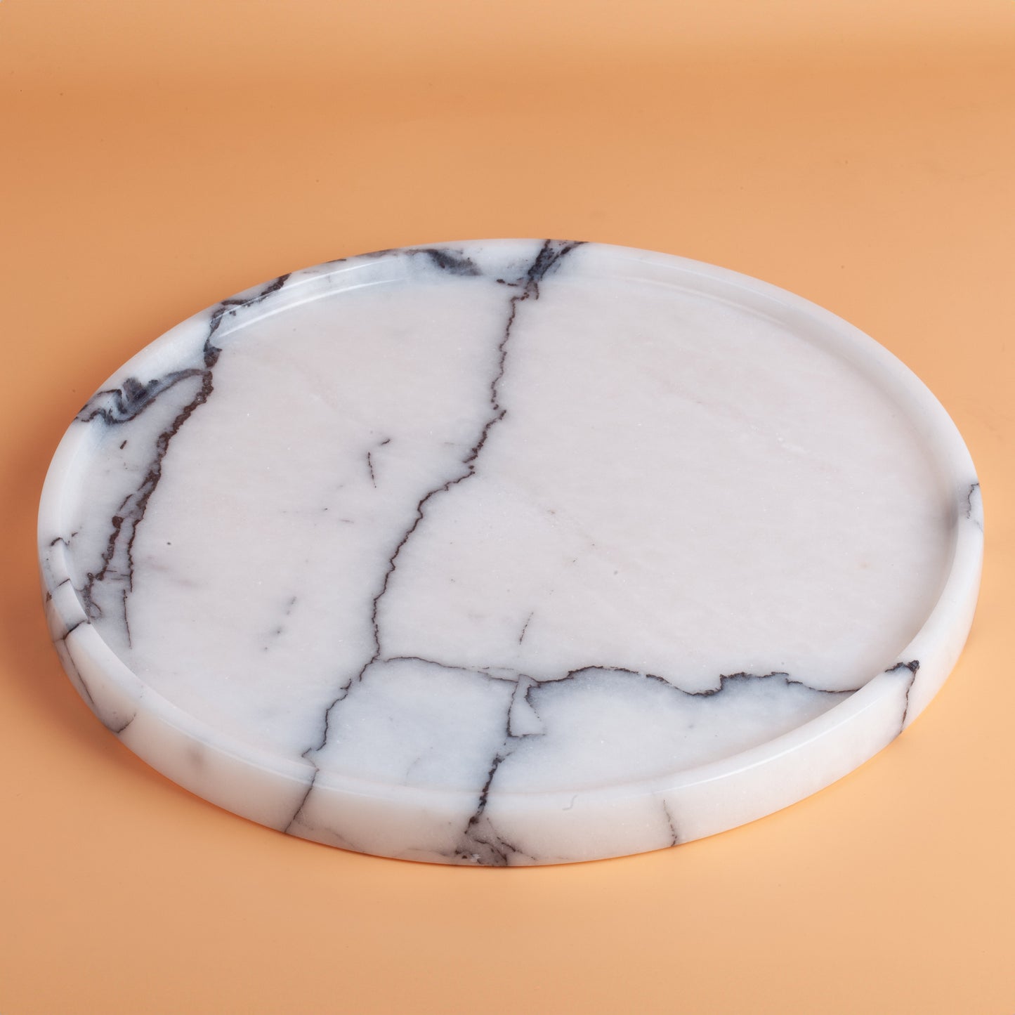 10.2" (26 cm), Lilac Marble Round Tray, Marble Tray, Stone Tray, Marble Catchall, Marble Tray for bathroom, Bathroom Tray, Serving Plate