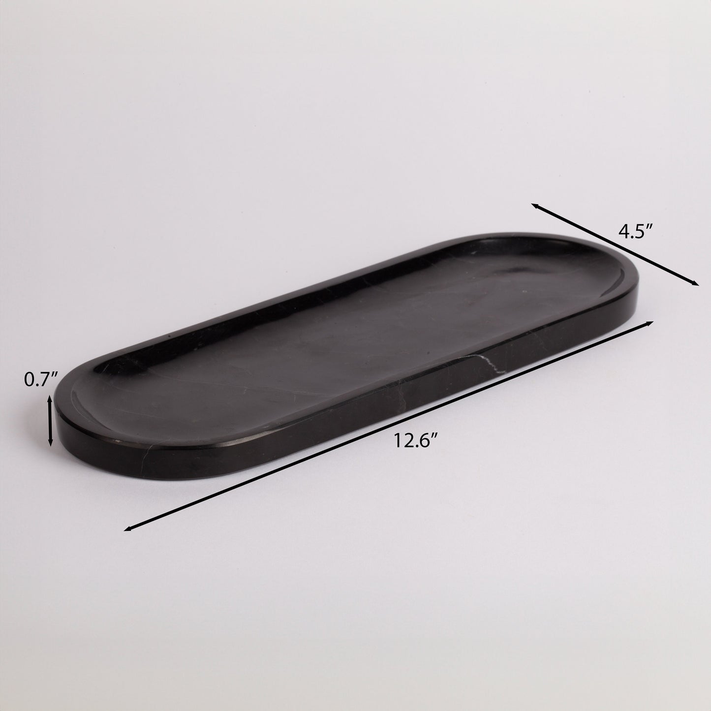 Black Marble Oval Tray / Marble Tray / Stone Tray / 9.8" x 3.9" (25 x 14.5 cm)