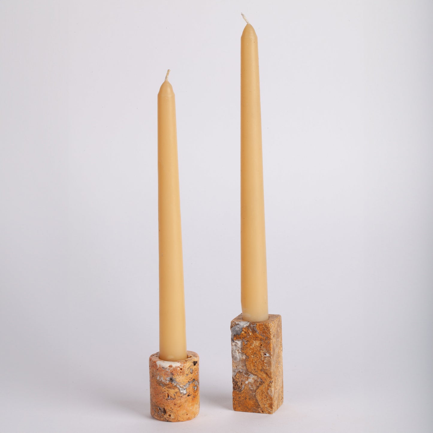 Orange Travertine Candlestick Holder Set / Unique Candlestick holder / Mini Candlestick Holder / 2 pcs