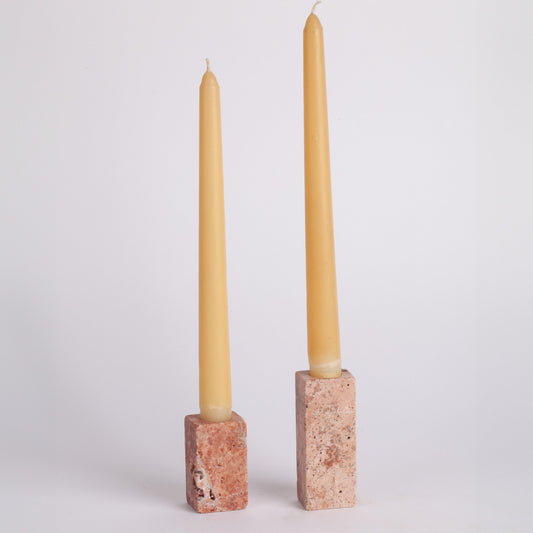 Pink Travertine Candlestick Holder Set / Unique Candlestick holder / Mini Candlestick Holder / 2 pcs