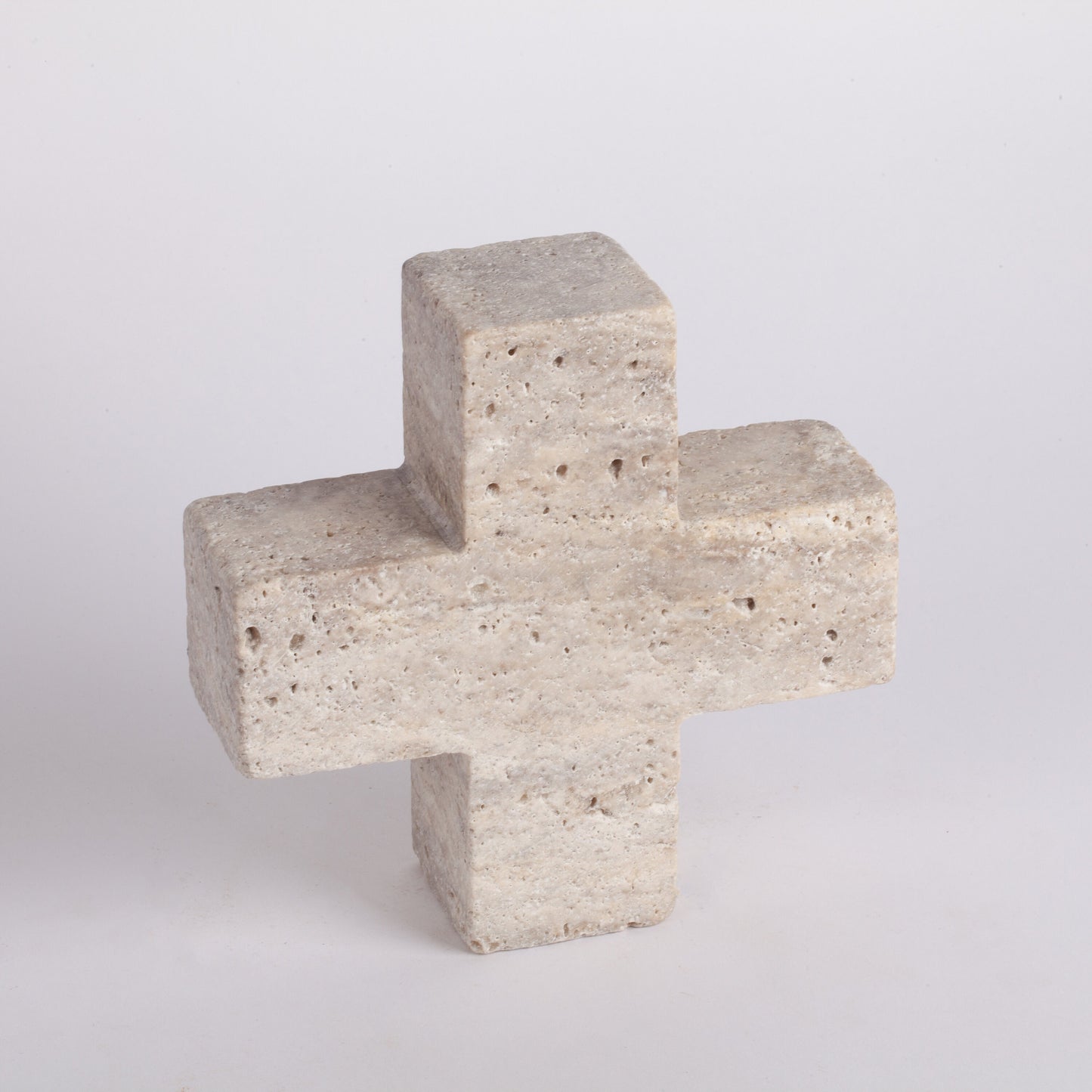 6.3" (16 cm) Gray Travertine Cross Ornament / X Ornament / Decorative X Travertine Ornament / Decorative Marble Ornament / Stone Cross