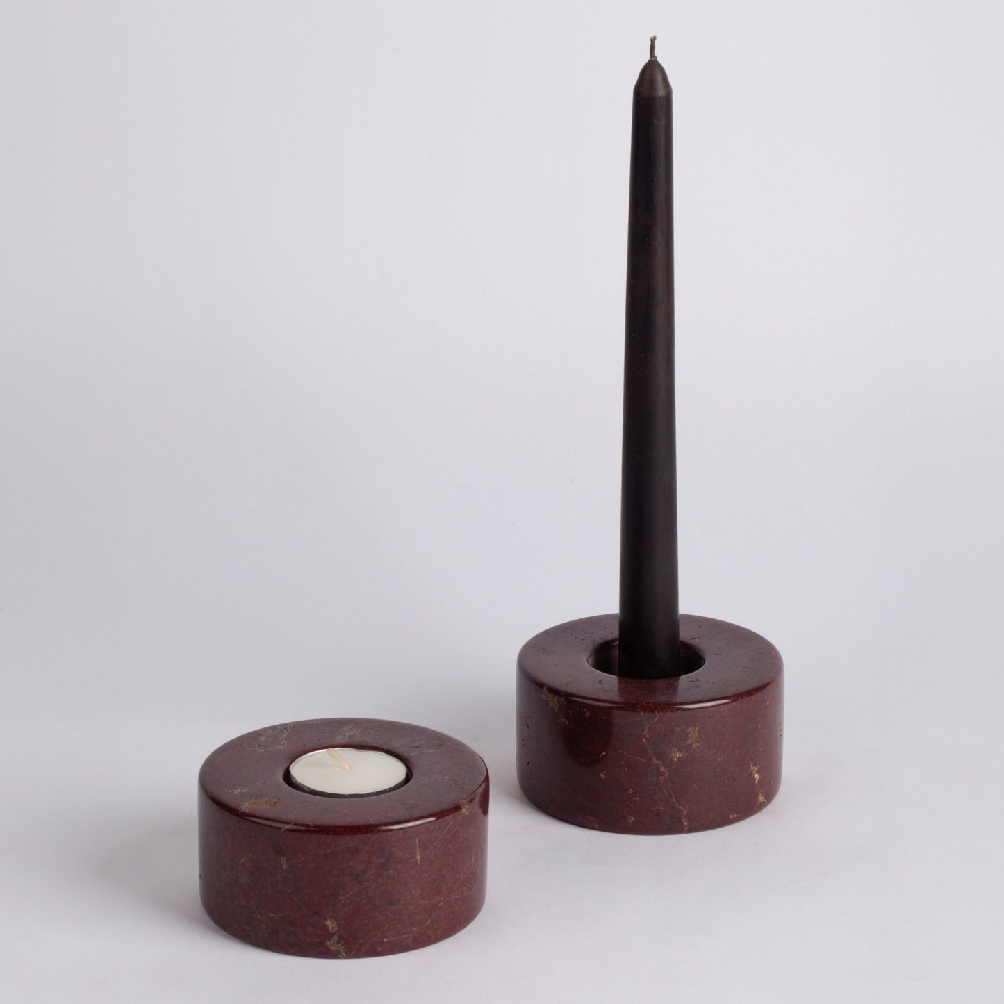 Rosso Marble Candlestick & Candle Holder, Unique Candlestick Holder, Marble Candle Holder, Home Gift, Cozy Candles, Burgundy Candle