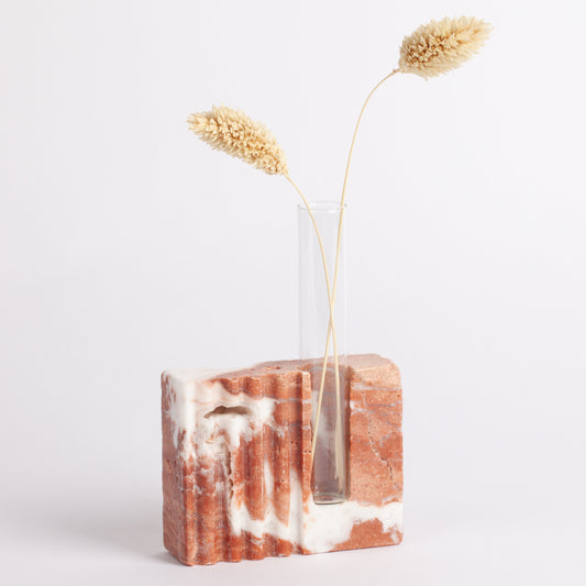 Travertine Planter / Travertine Glass Planter Holder / Unique Planter / Marble Planter