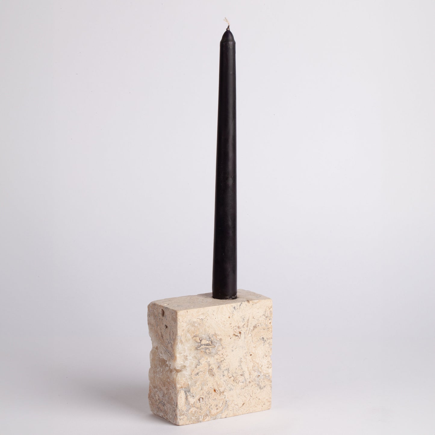 Travertine Square Candlestick Holder / Natural Stone Candlestick Holder / Cylinder Candlestick Holder / Square Candleholder