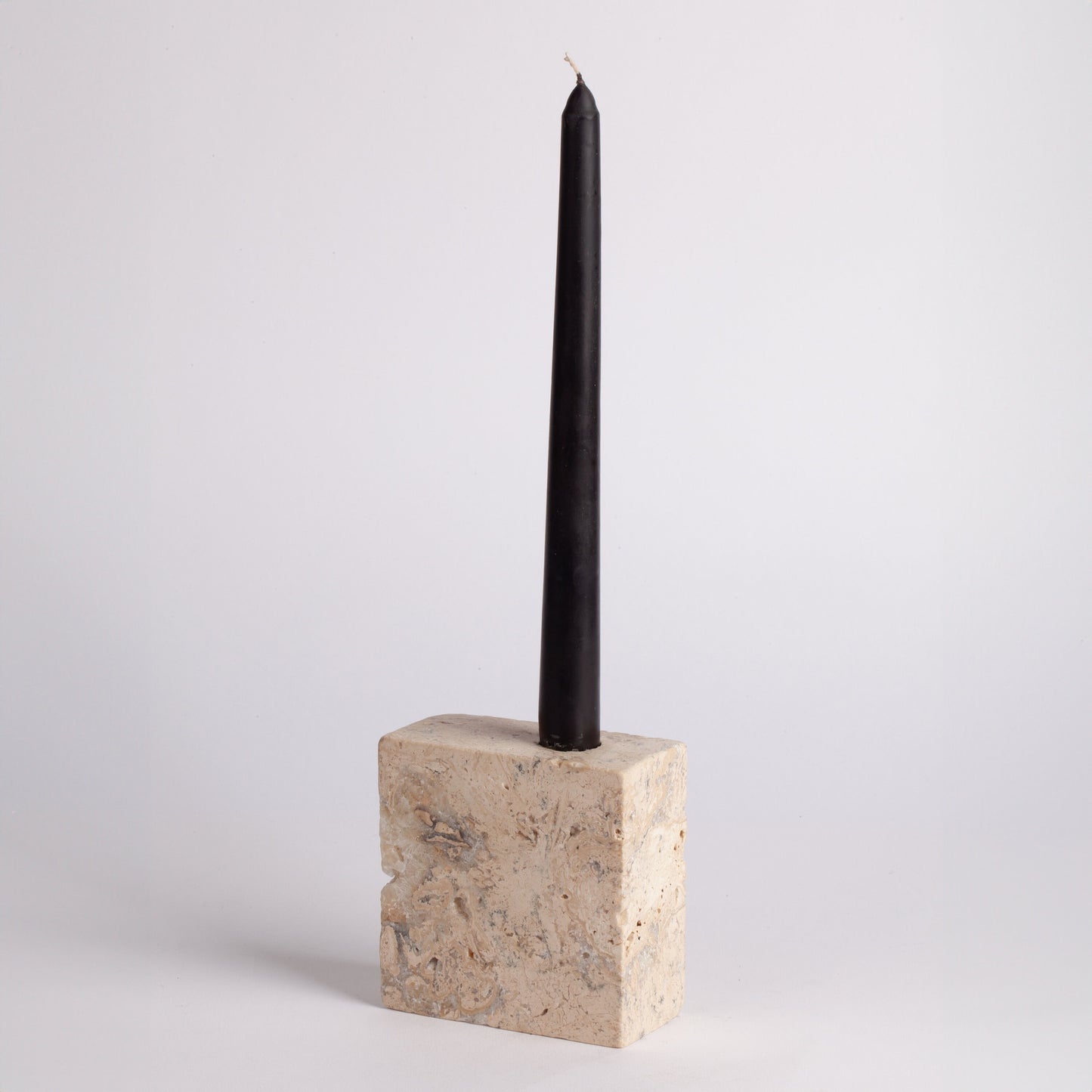 Travertine Square Candlestick Holder / Natural Stone Candlestick Holder / Cylinder Candlestick Holder / Square Candleholder