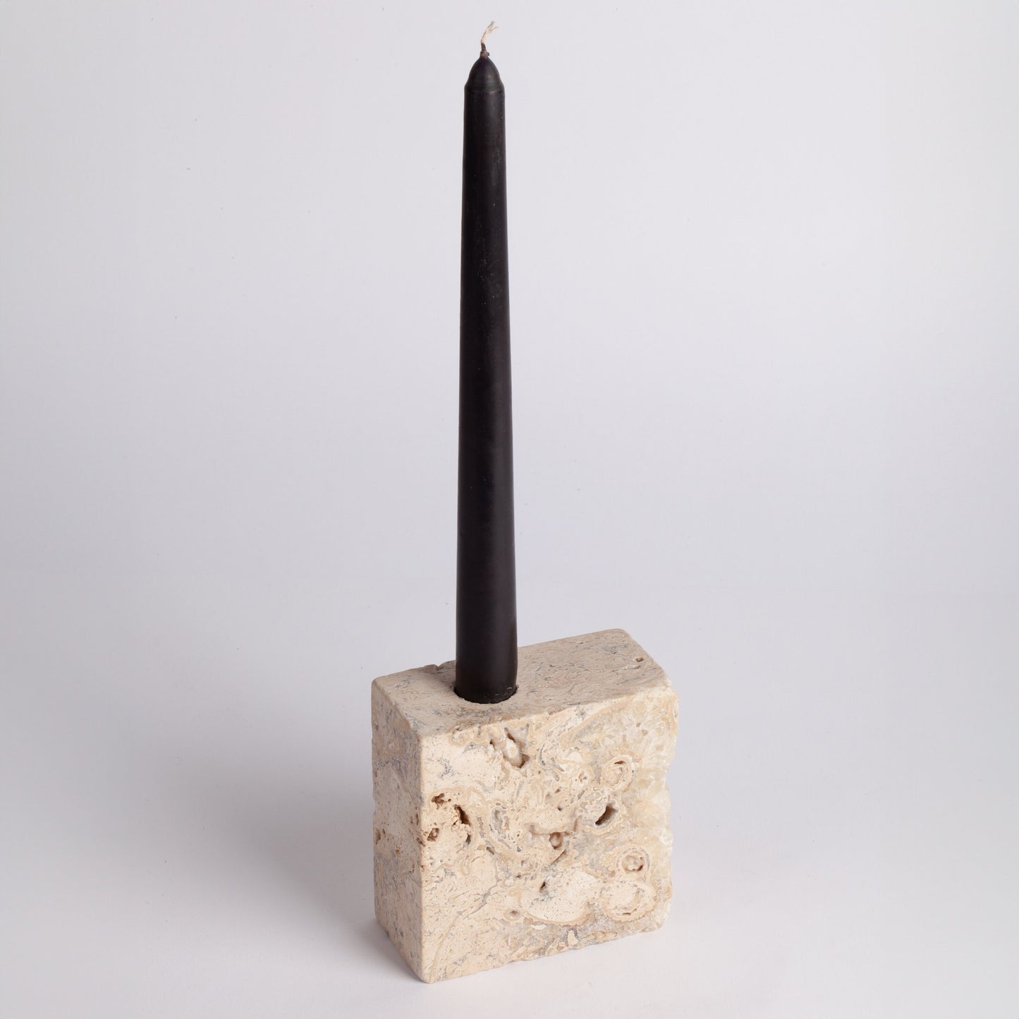 Travertine Square Candlestick Holder / Natural Stone Candlestick Holder / Cylinder Candlestick Holder / Square Candleholder