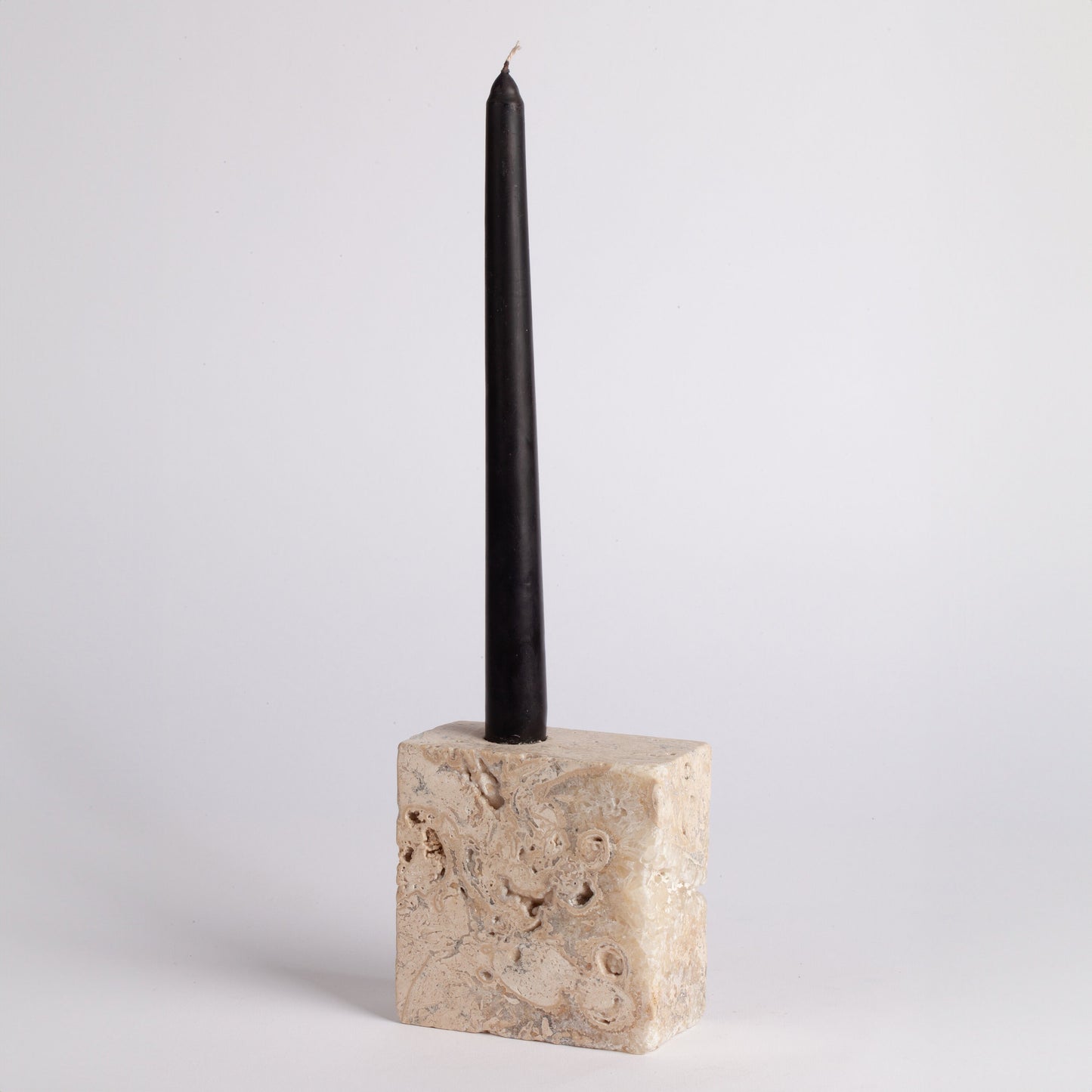 Travertine Square Candlestick Holder / Natural Stone Candlestick Holder / Cylinder Candlestick Holder / Square Candleholder