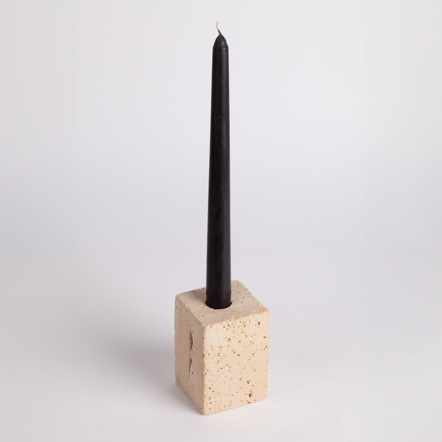 Travertine Rectangle Candlestick Holder / Natural Stone Candlestick Holder / Cylinder Candlestick Holder / 3.5" (9 cm)