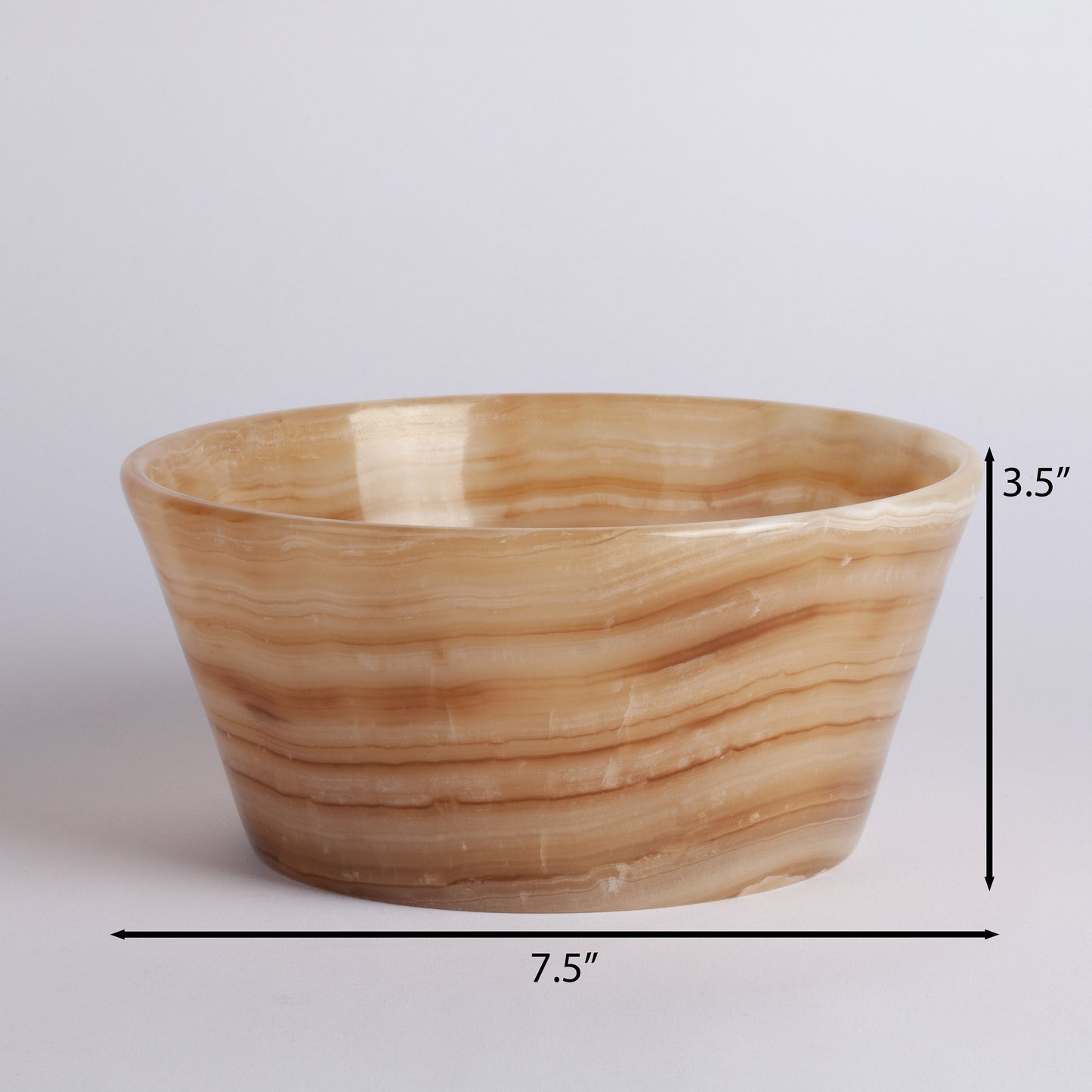 7.5" (19 cm) Yellow Alabaster Conical Bowl / Hand Carved Onyx / Onyx Decoration / Alabaster Decoration / Natural Home Decoration