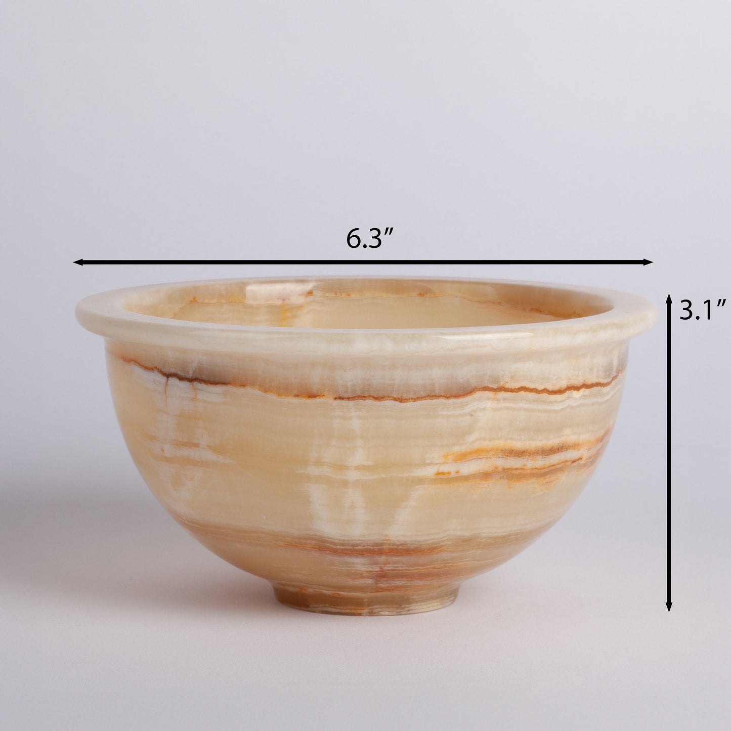 6.3" (16 cm) Yellow Alabaster Bowl / Hand Carved Onyx / Onyx Decoration / Alabaster Decoration / Natural Home Decoration / Natural Stone