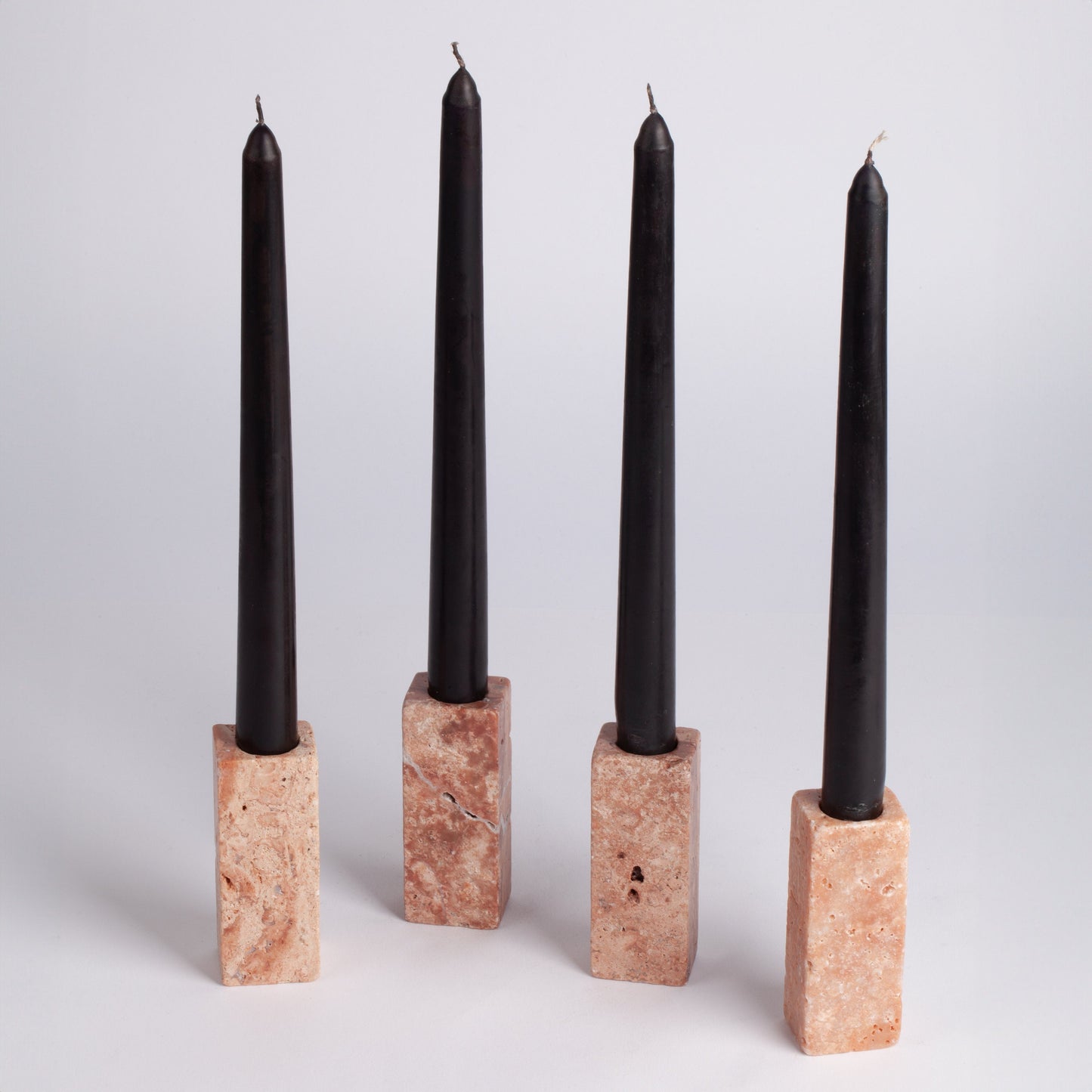 Pink Travertine Candlestick Holder Set of Four / Candlestick Holder / 3.5" (9 CM)