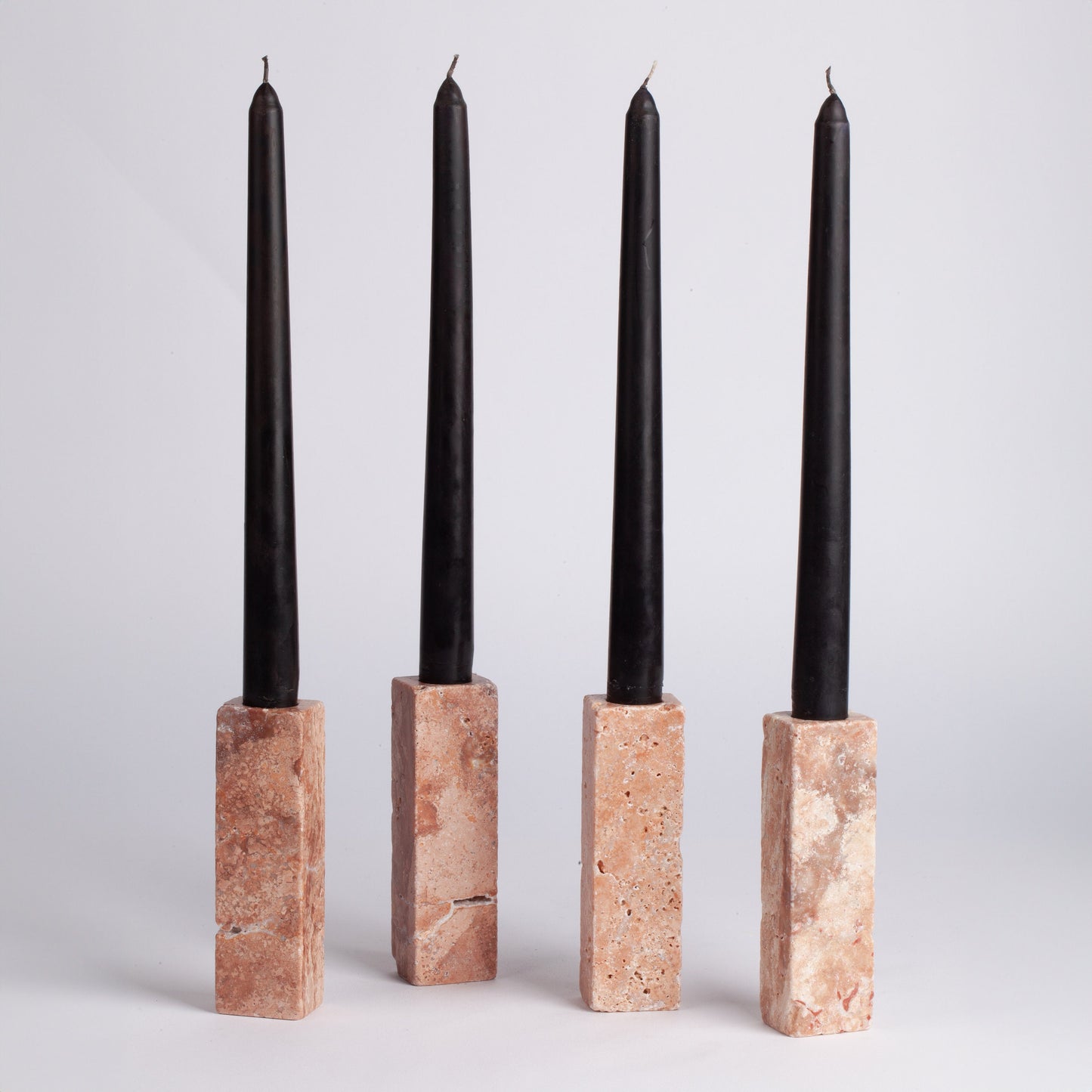 Pink Travertine Candlestick Holder Set of Four / Candlestick Holder / 4.7" (12 CM)