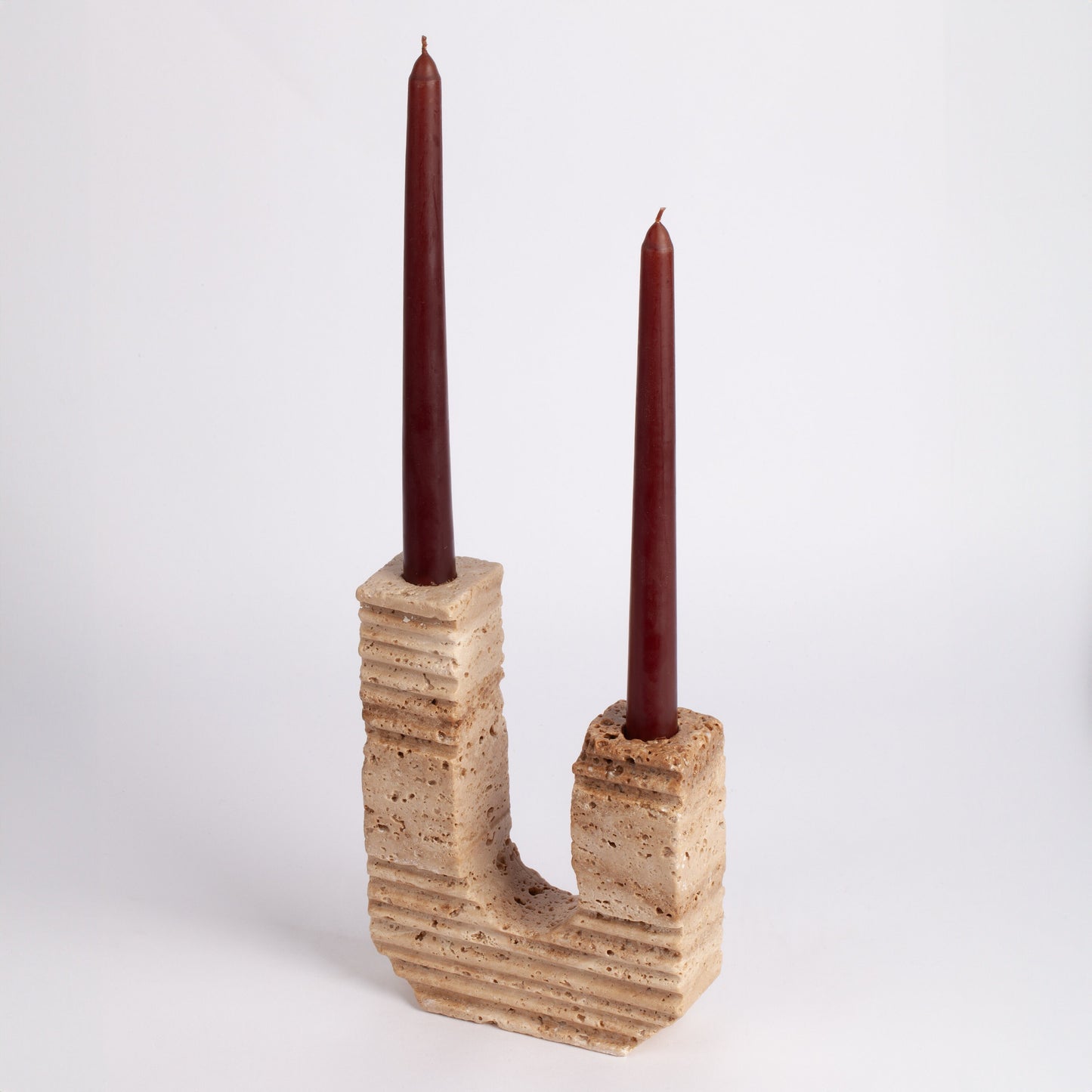 Roman Style Travertine Candlestick Holder Monte