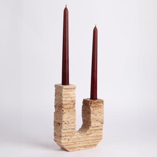 Roman Style Travertine Candlestick Holder Monte