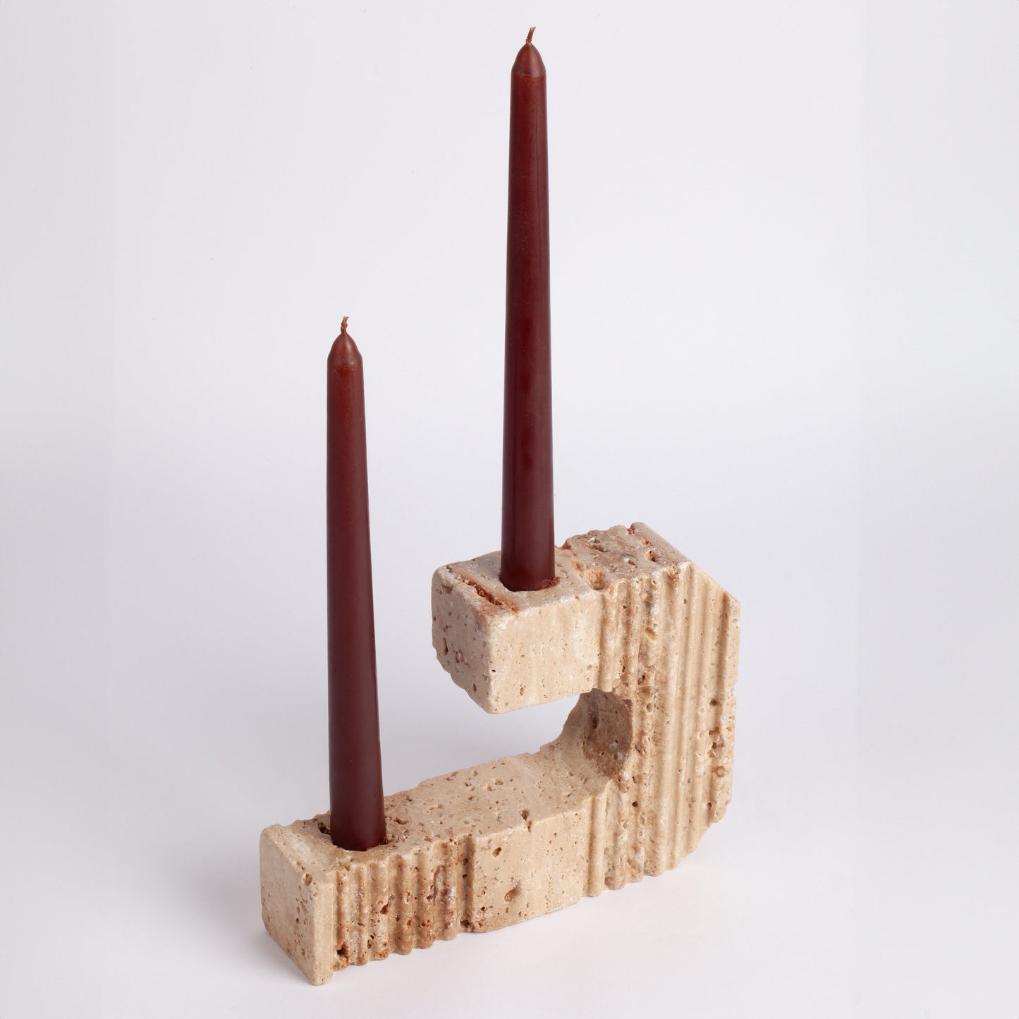 Roman Style Travertine Candlestick Holder Soria