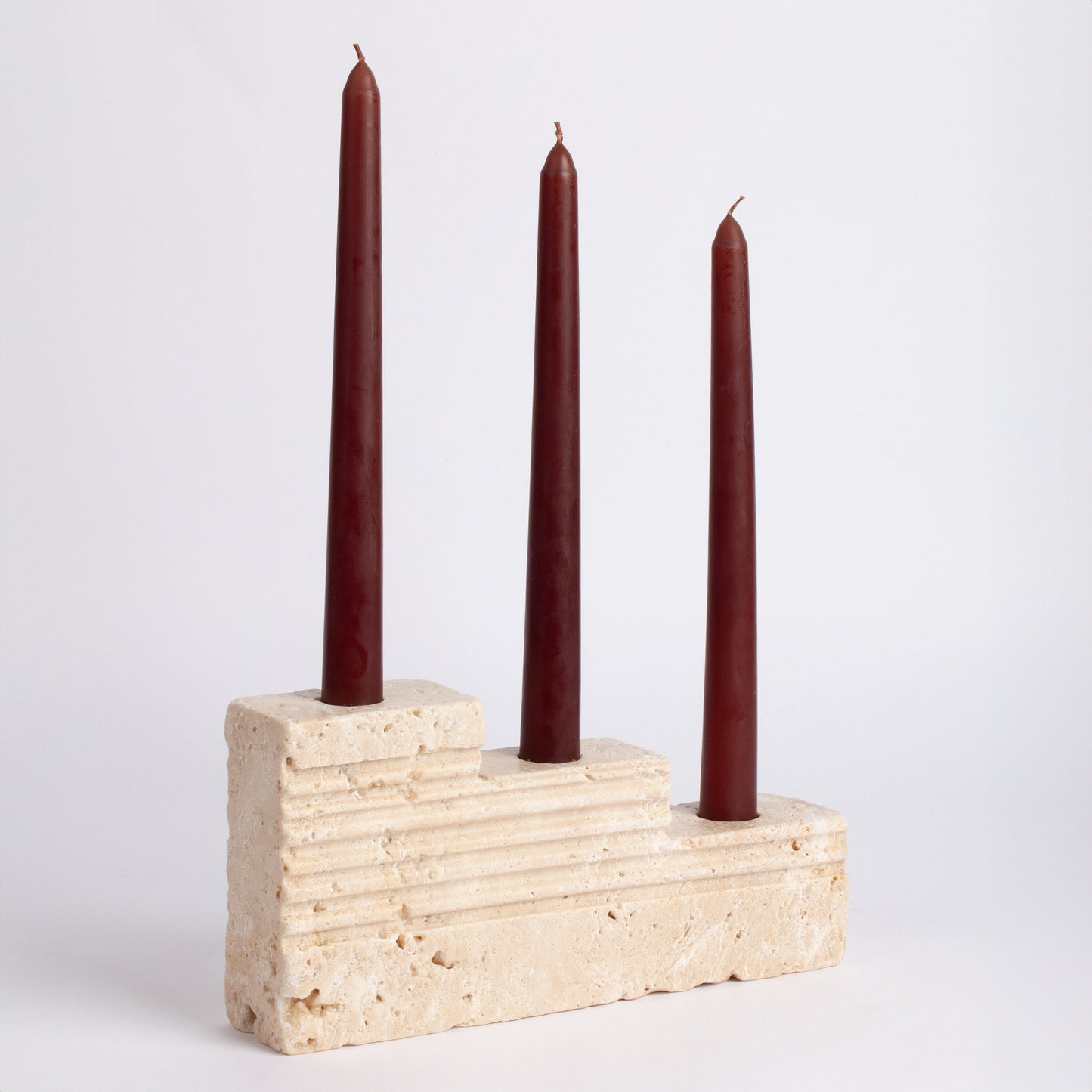 Roman Style Travertine Candlestick Holder Scala