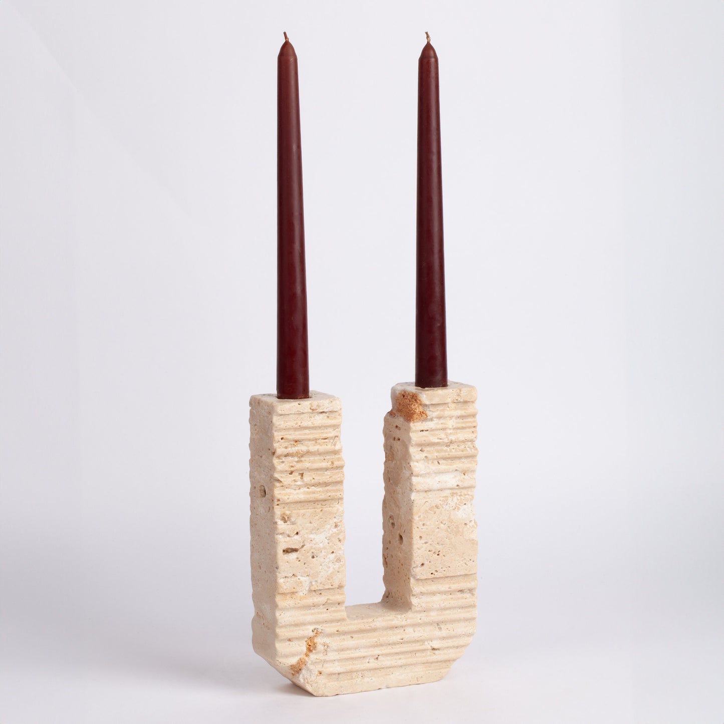 Roman Style Travertine Candlestick Holder Urano