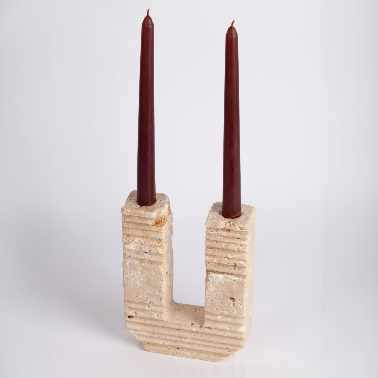 Roman Style Travertine Candlestick Holder Urano