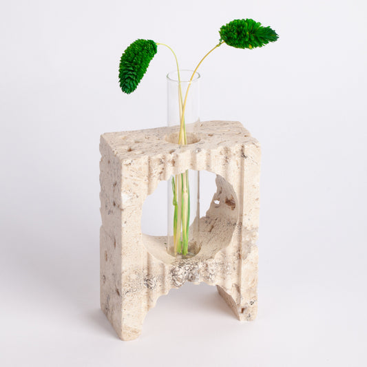 Beige Travertine Glass Planter Holder / Unique Planter / Travertine Planter / Mini Planter