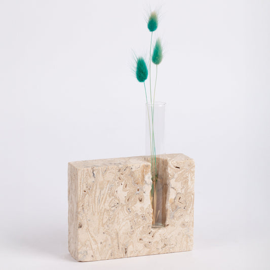 Travertine Glass Tube Holder, Unique Planter, Travertine Planter, Mini Planter, Test Tube Planter, Marble Candleholder