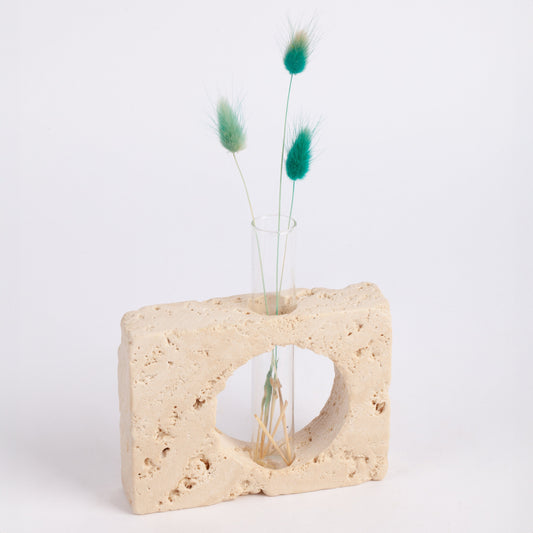 Travertine Glass Tube Holder, Unique Planter, Travertine Planter, Mini Planter, Test Tube Planter, Marble Candleholder, Glass Planter