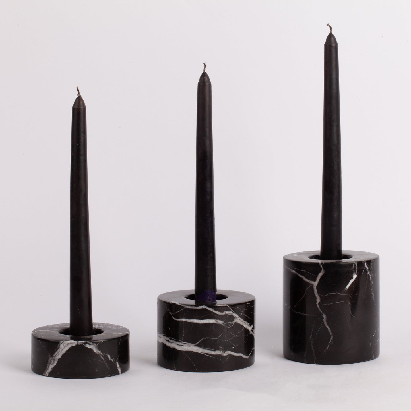 3pcs Black marble candleholder set, candlestick holder set of three, Marble candleholder, stone candlestick holder, Black marble