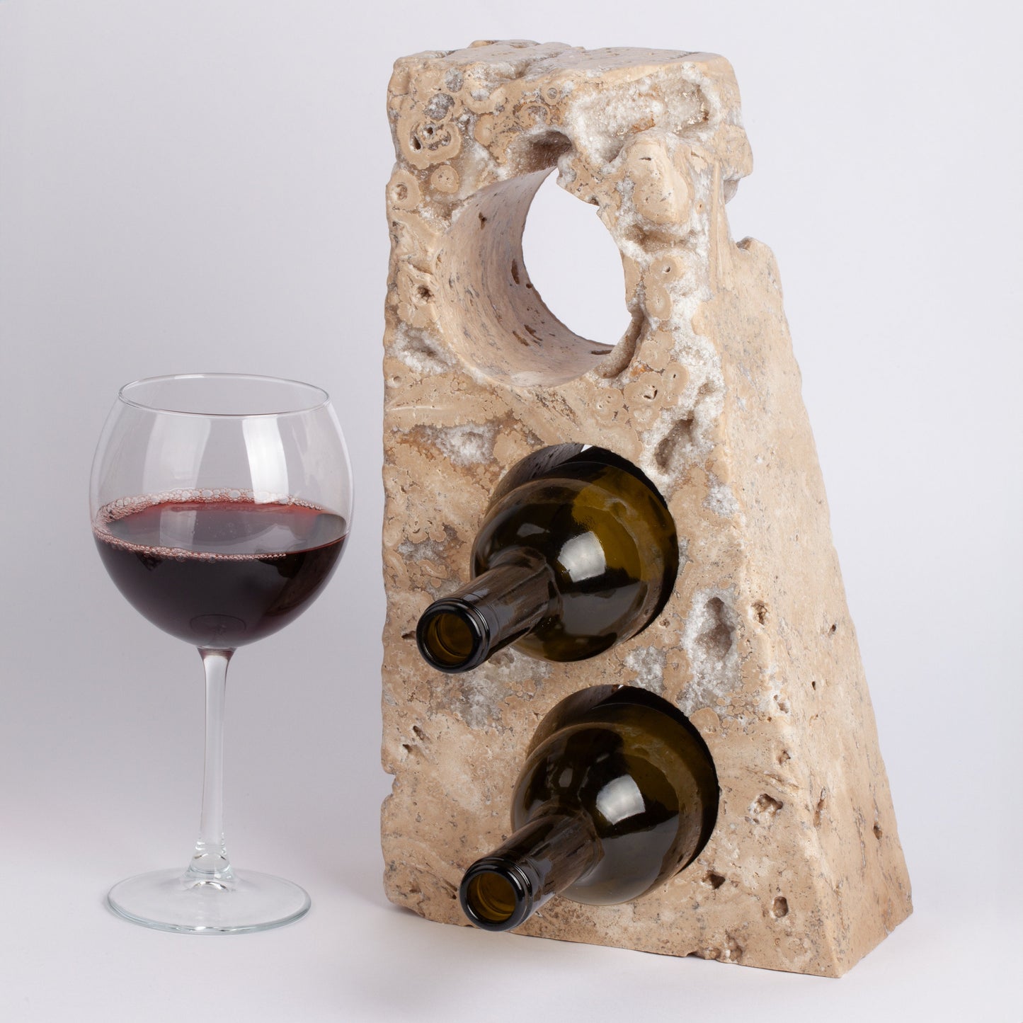 Unique Travertine Wine Bottle Holder / Stone Wine Bottle Holder / Stone Wine Holder / Marble Wine Bottle Holder / Wine Holder / Wine Rack