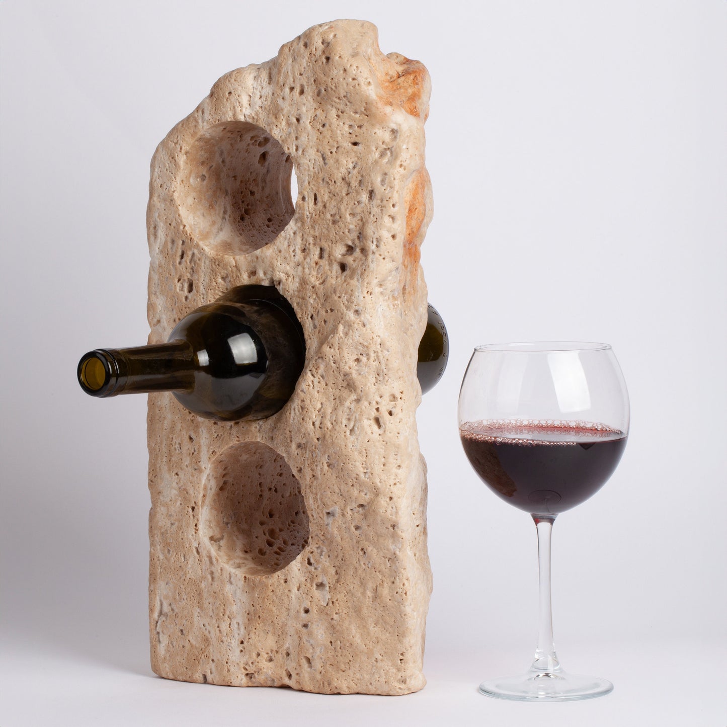 Unique Travertine Wine Bottle Holder / Stone Wine Bottle Holder / Stone Wine Holder / Marble Wine Bottle Holder / Wine Holder / Wine Rack