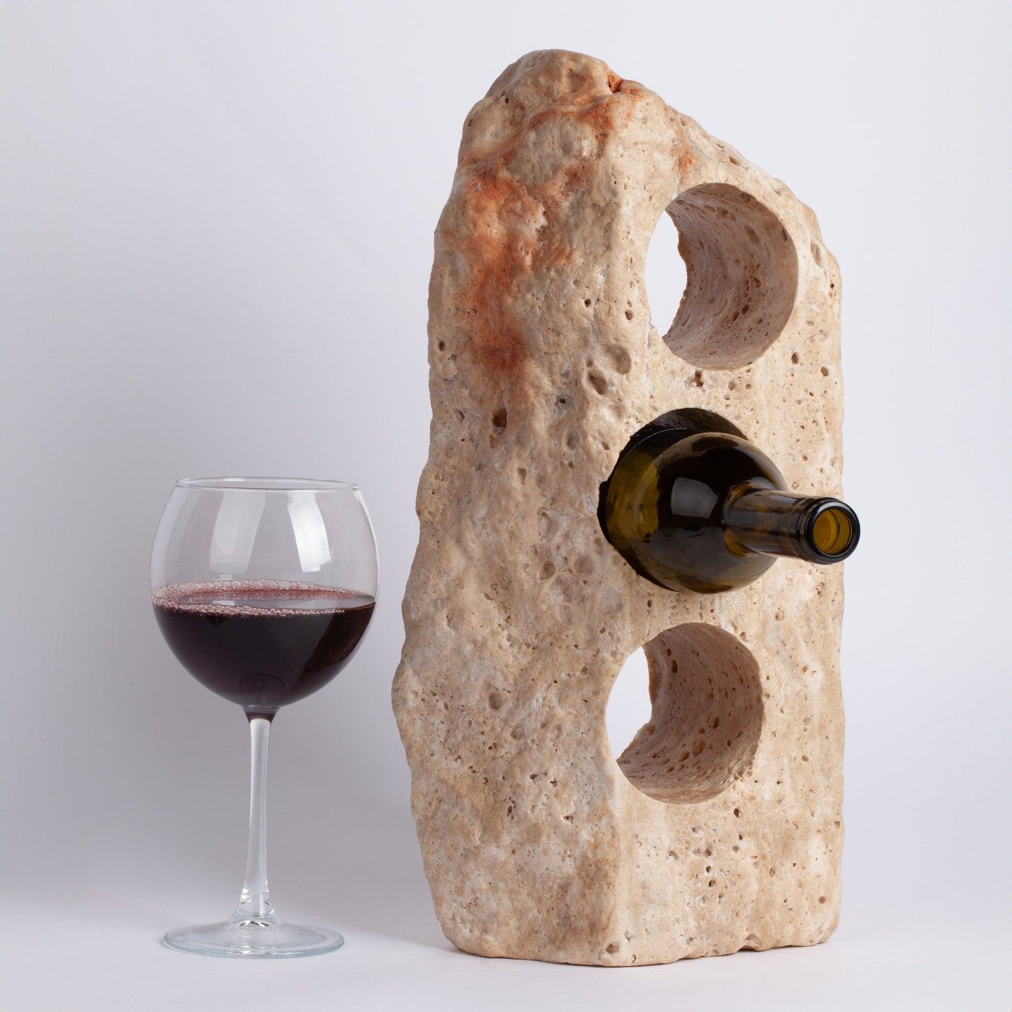 Unique Travertine Wine Bottle Holder / Stone Wine Bottle Holder / Stone Wine Holder / Marble Wine Bottle Holder / Wine Holder / Wine Rack