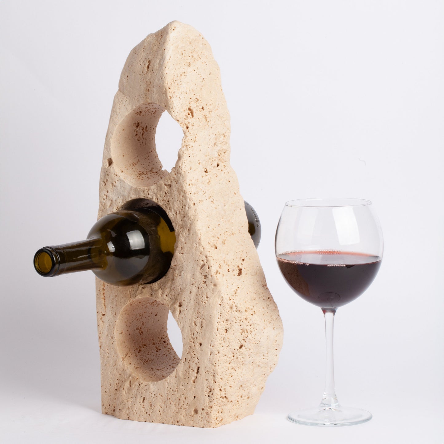 Unique Travertine Wine Bottle Holder / Stone Wine Bottle Holder / Stone Wine Holder / Marble Wine Bottle Holder / Wine Holder / Wine Rack