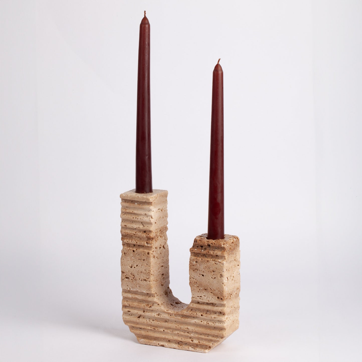 Roman Style Travertine Candlestick Holder Monte