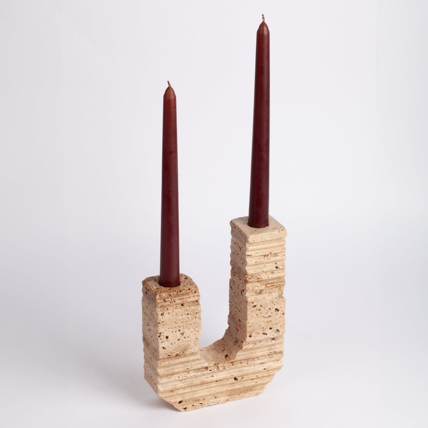 Roman Style Travertine Candlestick Holder Monte