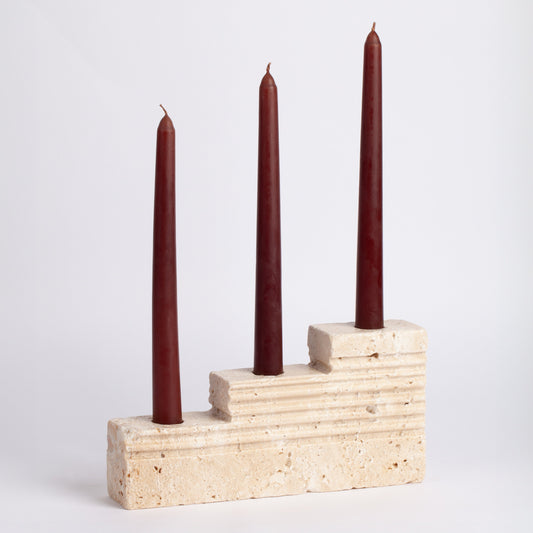 Roman Style Travertine Candlestick Holder Scala