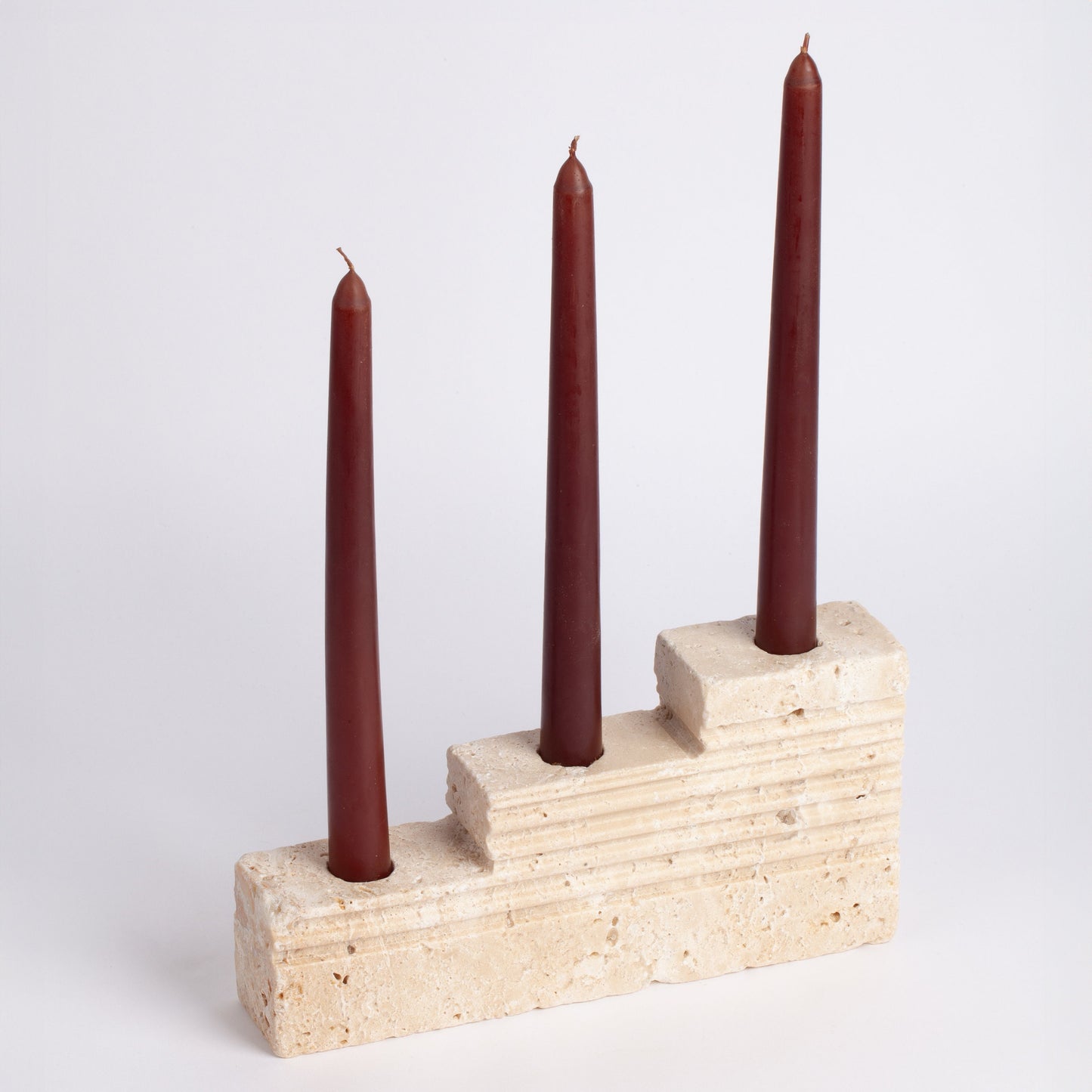 Roman Style Travertine Candlestick Holder Scala