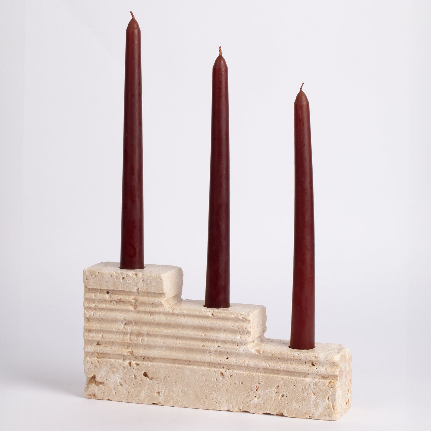 Roman Style Travertine Candlestick Holder Scala