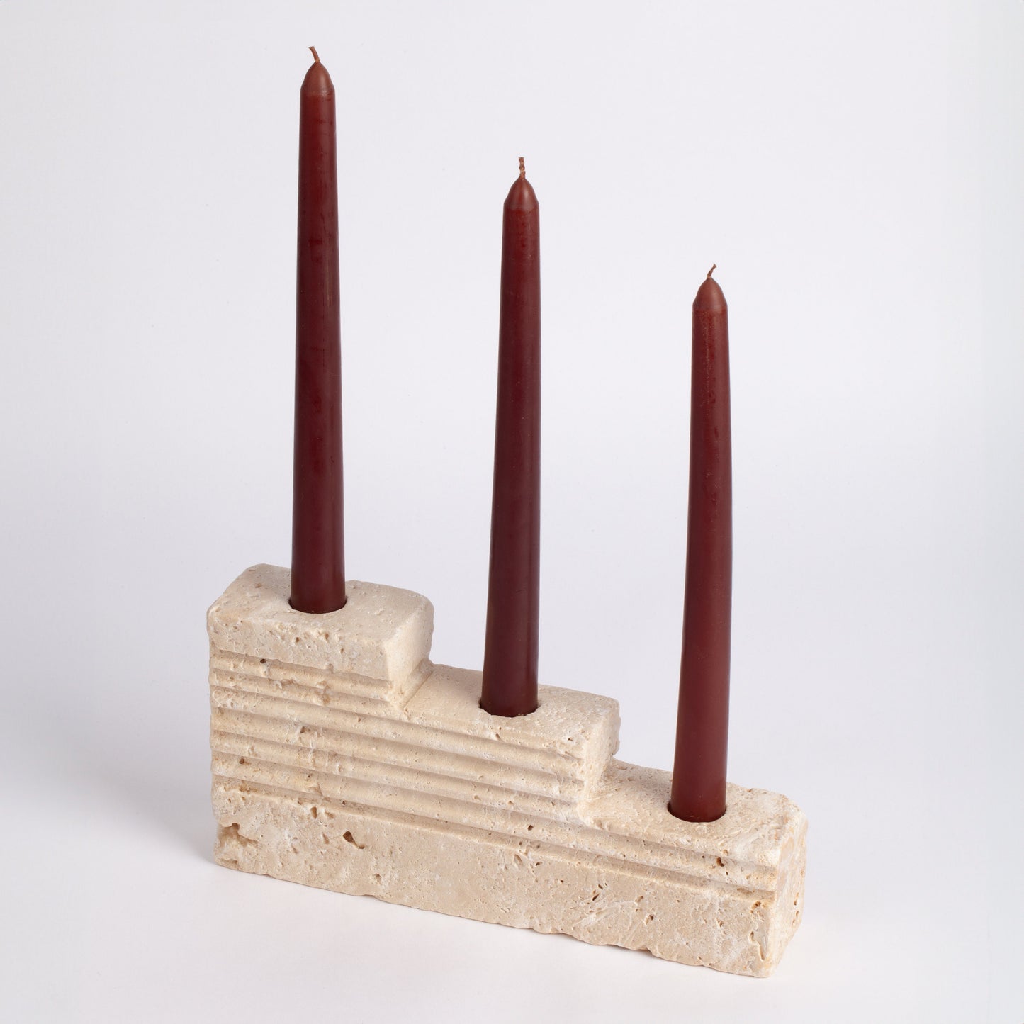 Roman Style Travertine Candlestick Holder Scala