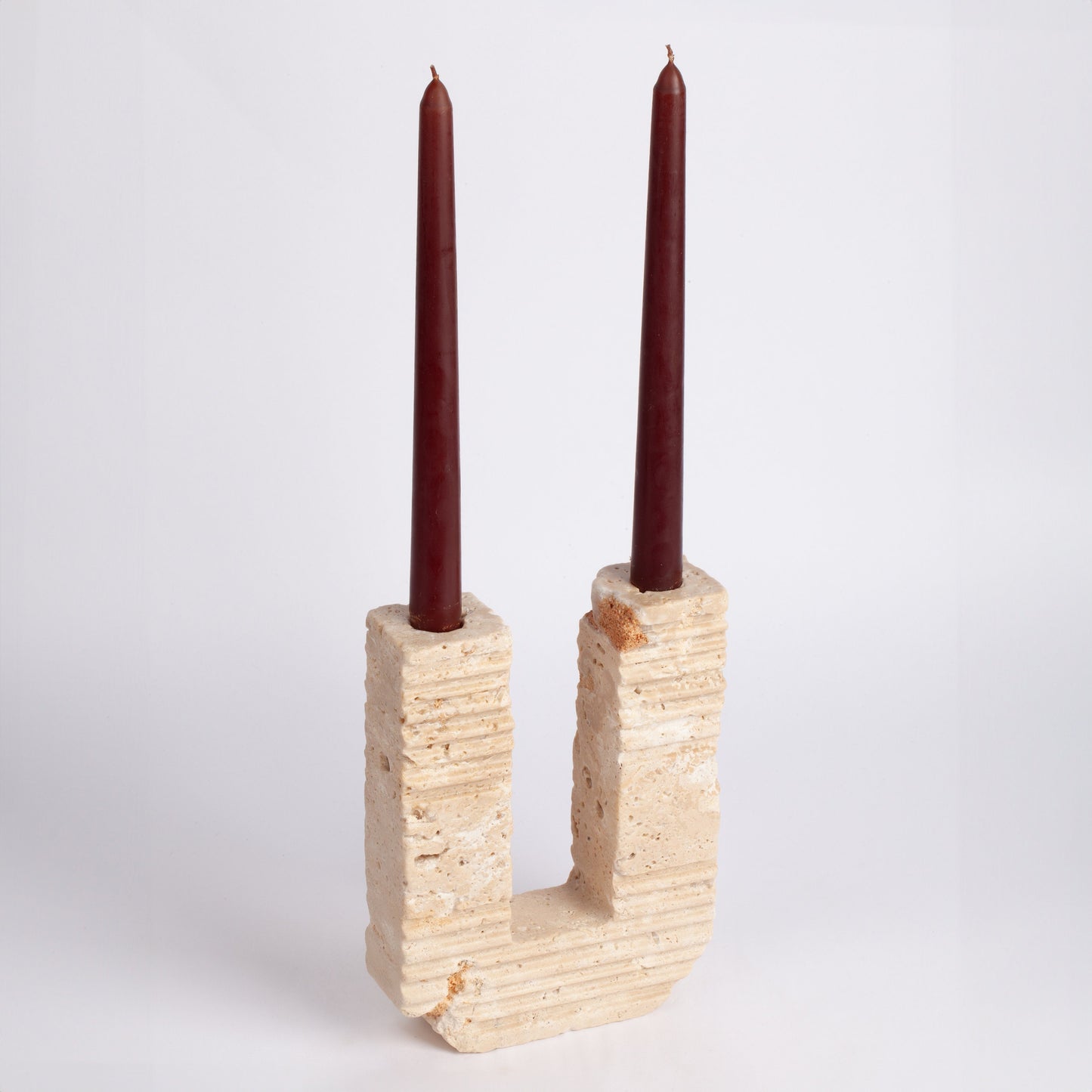 Roman Style Travertine Candlestick Holder Urano