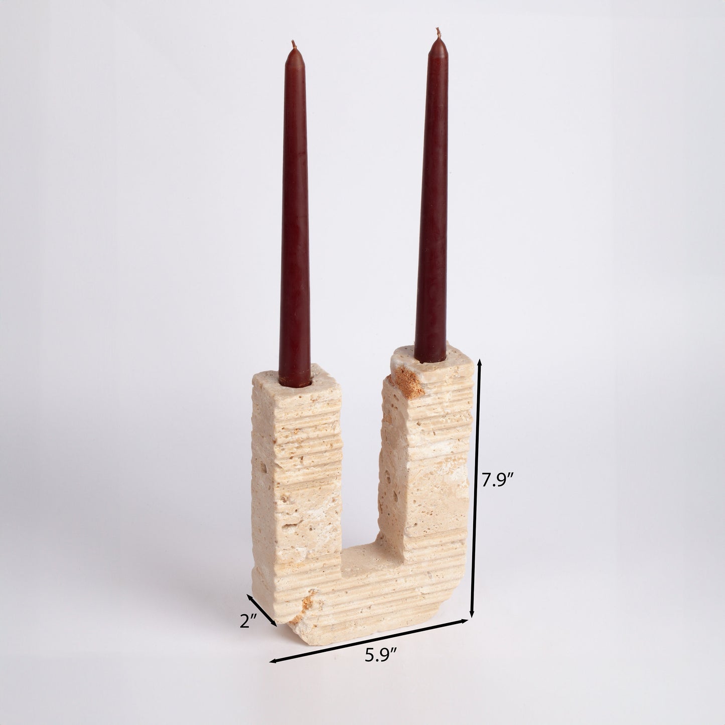 Roman Style Travertine Candlestick Holder Urano