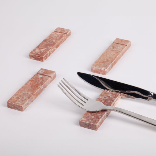 Pink Travertine Cutlery Rest, Chopstick Rest, Marble Cutlery Rest, Marble Chopstick Rest, Cutlery Rest Set, Marble Cutlery, Pink Travertine