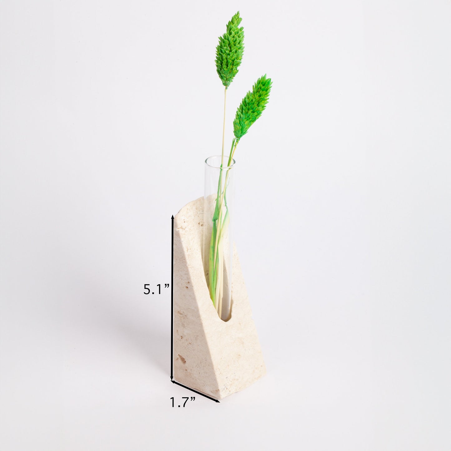 Beige Travertine Glass Tube Planter, Unique Planter, Natural Planter, Glass Planter, Marble Candle Holder Stone Planter, Marble Bookend