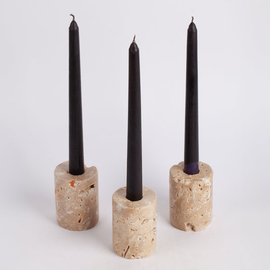 Travertine Candlestick Holder, Natural Stone Candlestick Holder, Cylinder Candlestick Holder, Marble Candleholder, Small Candle Holder